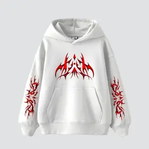 Holographic Red Baskılı Oversize Unisex Premium Beyaz