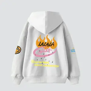 Holy Powers Beyaz Oversize Unisex Kapüşonlu