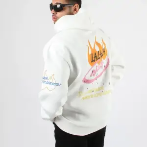 Holy Powers Beyaz Oversize Unisex Kapüşonlu