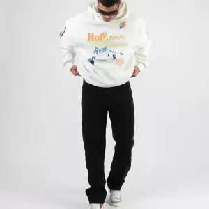 Holy Powers Beyaz Oversize Unisex Kapüşonlu