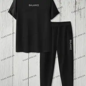 Homme 2 adet/takım erkek Düz Renk Kısa Kollu Yuvarlak Boyun Tişört Ve Eşofman Altı