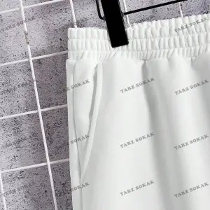 Homme Beyaz Örgü Erkek Kısa Kollu Tişört ve Şort Takım