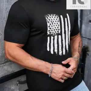 Homme Erkek Amerikan Bayrağı Baskılı Tişört