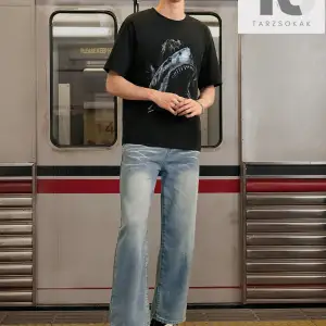 Homme Erkek Baskılı Slim Fit Streç Örgü Tişört