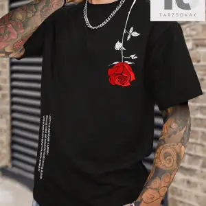 Homme Erkek Çiçek & Slogan Grafikli Tişört