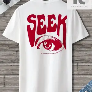 Homme Erkek Göz ve Slogan Grafikli Düşük Omuz Tişörtü