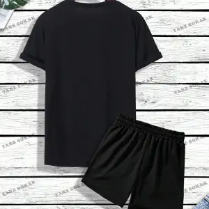 Homme Erkek Mektup Grafikli Tişört ve İpli Bel Şort Takım