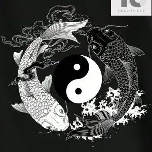 Homme Erkek Yin & Yang Baskı Damla Omuz Tişört