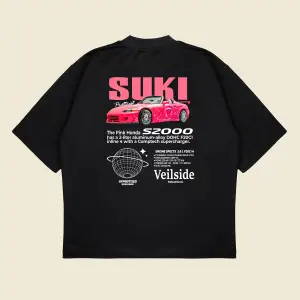 Honda Suki Baskılı Oversize Unisex Pamuklu Nefes Alan Kalın Kumaşlı
