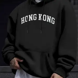 Hong Kong Letter Yaratıcı Baskılı Unisex Kazaklar Polar Sonbahar Kazak Günlük Sokak Spor Giyi