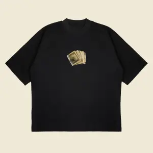 Hundreddollars Baskılı Oversize Unisex Pamuklu Nefes Alan Kalın Kumaşlı