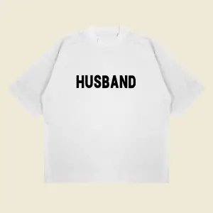 Husband Baskılı Oversize Unisex Pamuklu Nefes Alan Kalın Kumaşlı