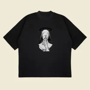 Hush, Sister! Baskılı Oversize Unisex Pamuklu Nefes Alan Kalın Kumaşlı