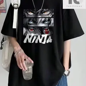 Hypemode Ayı Baskılı Yuvarlak Yaka Siyah Erkek Tişört