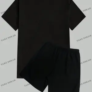 Hypemode Beyaz Örme Erkek Yazılı Baskılı Kısa Kollu Tişört Ve Şort Takım