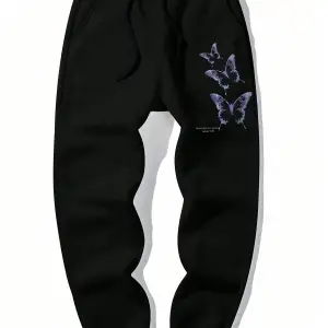 Hypemode Butterfly & Slogan Graphic Drawstring Waist Eşofman Altı