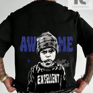 Hypemode Düşük Omuzlu Siyah Triko Yuvarlak Yaka Oversize Erkek Tişört