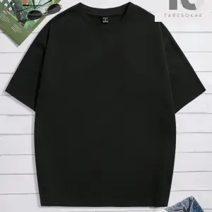 Hypemode Düşük Omuzlu Siyah Triko Yuvarlak Yaka Oversize Erkek Tişört