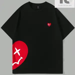 Hypemode Erkek Casual Kalp Baskılı Tişört