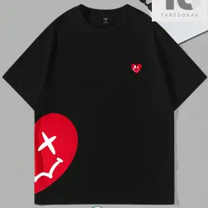 Hypemode Erkek Casual Kalp Baskılı Tişört