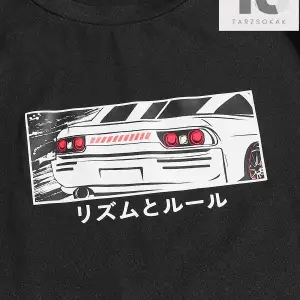 Hypemode Erkek Japon Mektup ve Araba Baskılı Tişört