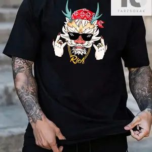 Hypemode Erkek Karikatür Baskılı Kısa Kollu Yuvarlak Yaka Tişört