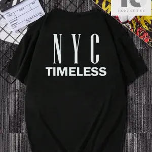 Hypemode Erkek Siyah Örme Düşük Omuz Yuvarlak Yaka Tişört