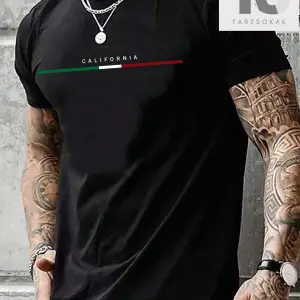 Hypemode Erkek Siyah Örme Yuvarlak Yaka Kısa Kollu Yazılı Tişört