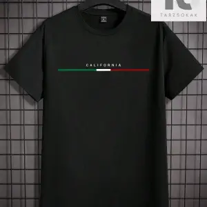 Hypemode Erkek Siyah Örme Yuvarlak Yaka Kısa Kollu Yazılı Tişört