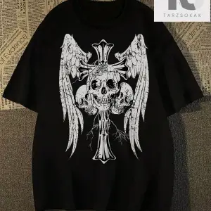 Hypemode Erkek Yuvarlak Yaka Heykel ve Harf Baskı Kısa Kollu Tişört