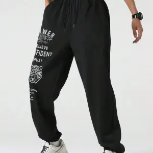 Hypemode Letter Tiger & Floral Graphic Drawstring Waist Eşofman Altı