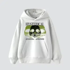 Hysterıcal Baskılı Oversize Unisex Beyaz