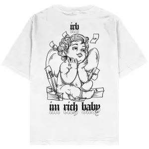 I Am Rich Baby Beyaz Oversize Unisex T-shirt