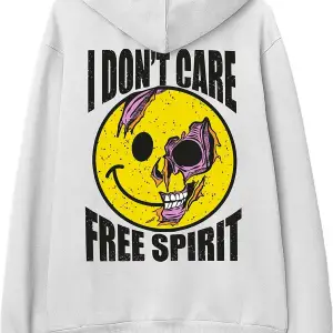 I Dont Care Beyaz Oversize Unisex Kapüşonlu Sweatshirt Hoodie