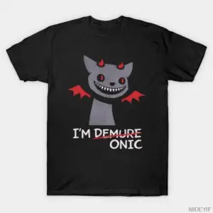 Im Demure… ONIC – Spooky Cute Cat Grafikli Tişört Erkekler Kadınlar İçin %100 Pamuklu Tişört
