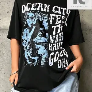 ICON Sloganlı Grafik Düşük Omuzlu Tişört