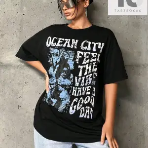 ICON Sloganlı Grafik Düşük Omuzlu Tişört