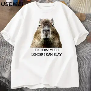 IDK ne kadar uzun ben Capybara komik Tshirt Slay eğilimleri Slay Retro hayvan T-shirt erkekle 3083