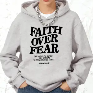 İnanç Korkunun Üzerinden Geçiyor Yazılı Pamuklu Kapüşonlu Üstler Kadınlar İçin Sportif Bol Sw