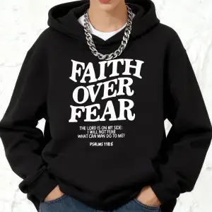 İnanç Korkunun Üzerinden Geçiyor Yazılı Pamuklu Kapüşonlu Üstler Kadınlar İçin Sportif Bol Sw