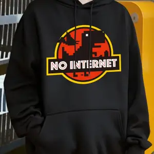 İnternet yok Dinozor Baskılar Kapüşonlular Erkekler Günlük Giyim Moda Y2K Hoody Sonbahar Pola