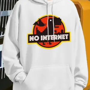 İnternet yok Dinozor Baskılar Kapüşonlular Erkekler Günlük Giyim Moda Y2K Hoody Sonbahar Pola