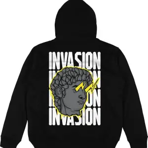 Invasion Siyah Oversize Unisex Kapüşonlu Sweatshirt Hoodie