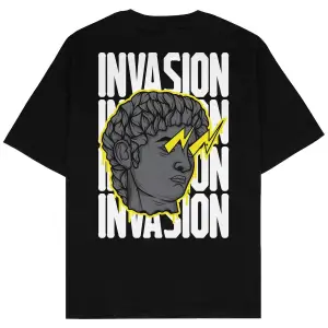 Invasion Siyah Oversize Unisex T-shirt