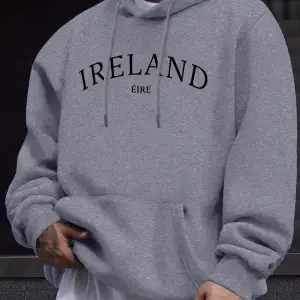 İrlanda Eire Mektup Yaratıcı Desen Uzun Kollu Tişörtü Erkek Sıcak Polar Kazak Rahat Sonbahar