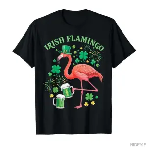 İrlanda Flamingo Shenanigan Kadrosu Aziz Patrick Günü Kuş Hayvan Tişörtü Erkekler Kadınlar İç