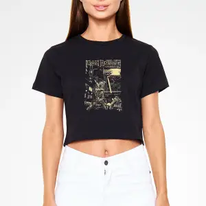Iron Maiden Siyah Crop Top Tişört