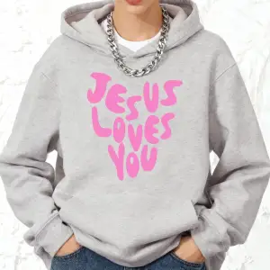 İsa beni seviyor mektubu baskı pamuklu kapüşonlu üstler kadın sportif gevşek tişörtü kış pola