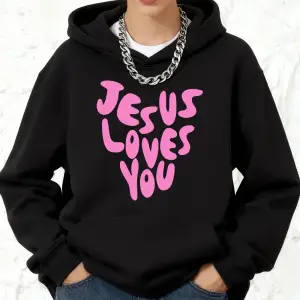 İsa beni seviyor mektubu baskı pamuklu kapüşonlu üstler kadın sportif gevşek tişörtü kış pola