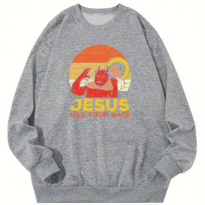 İsa geri mektup baskı kazak kadın rahat kazak sıcak yumuşak Hoodies gevşek Crewneck polar kad